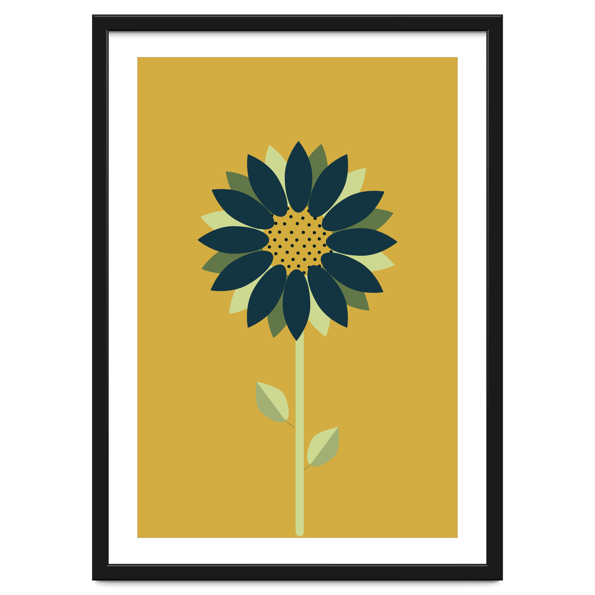 Scandinavian Folk Minimalist Flower Yellow Mustard