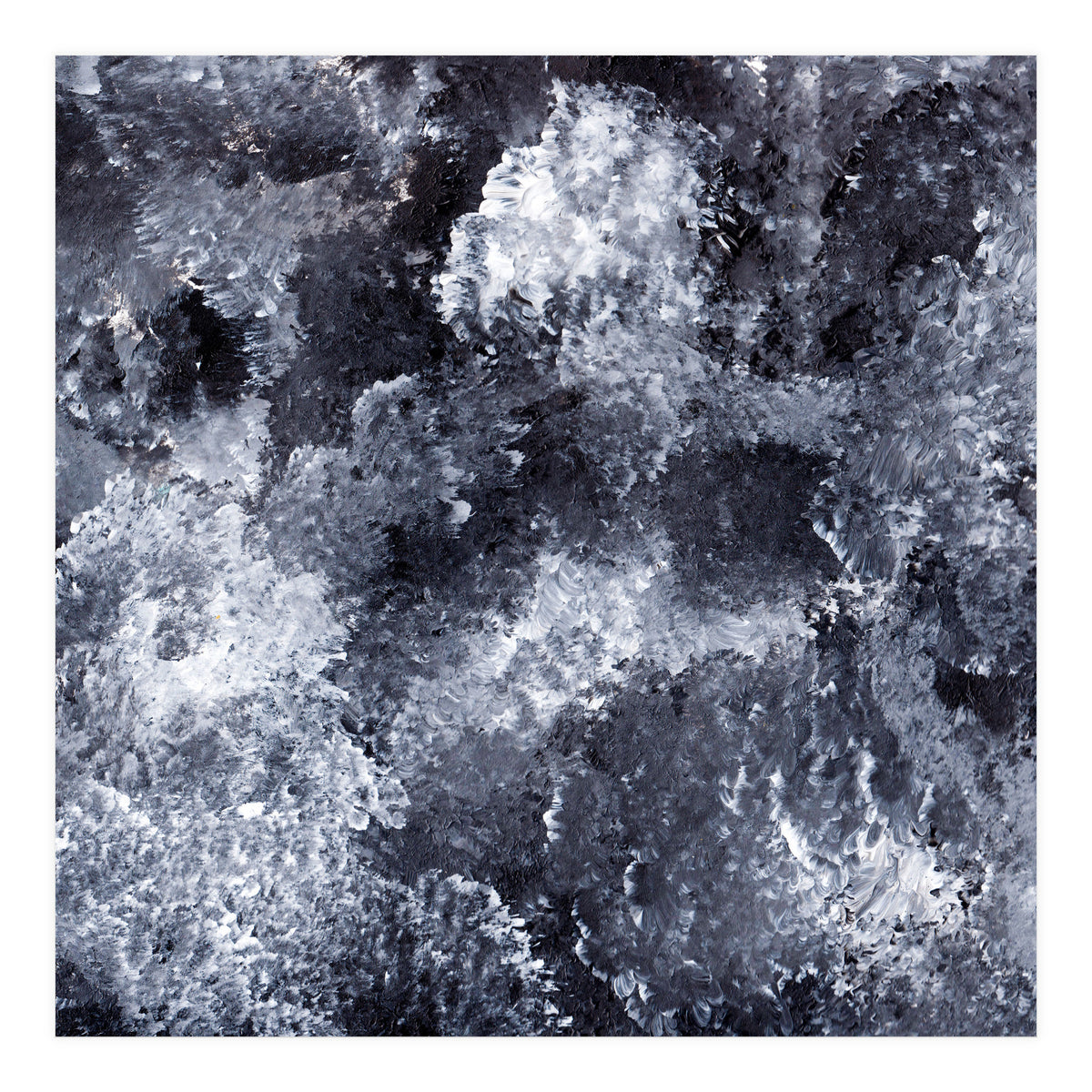 Modern Black White Acrylic Paint Brushstroke Ocean Waves (Print Only)