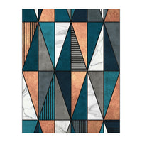 Copper, Marble and Concrete Triangles with Blue (Print Only)