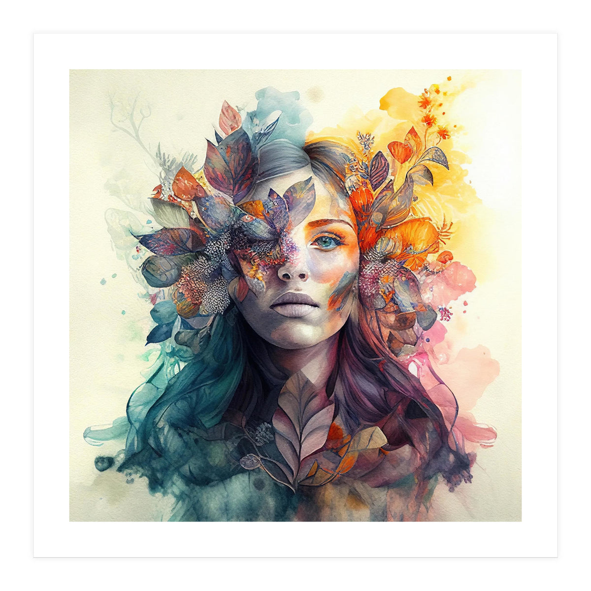 Watercolor Tropical Woman #3 (Print Only)