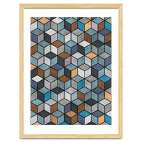 Colorful Concrete Cubes - Blue, Grey, Brown