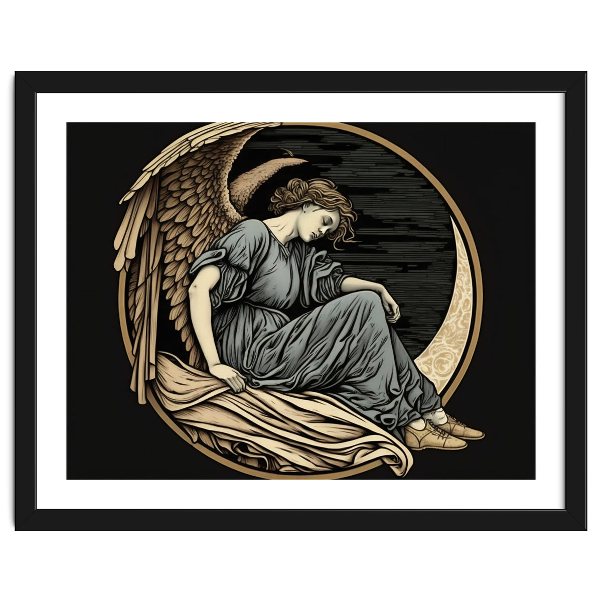 Angel On The Moon Art Nouveau