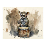 Bush Baby Playing Drum Watercolor Painting (Print Only) thumbnail