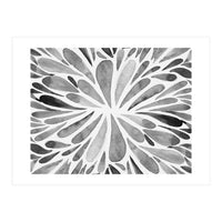 Retro abstract floral - black and white (Print Only)