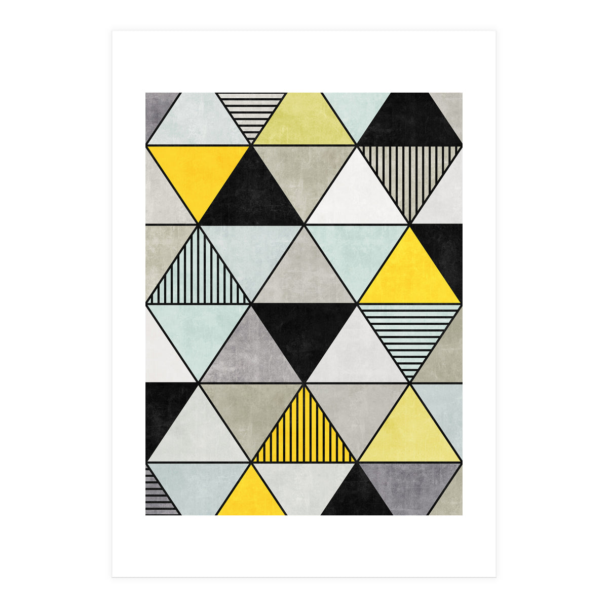 Colorful Concrete Triangles 2 - Yellow, Blue, Grey (Print Only)