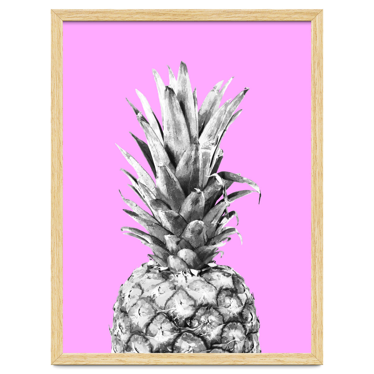 Black and White Pineapple Pink Background