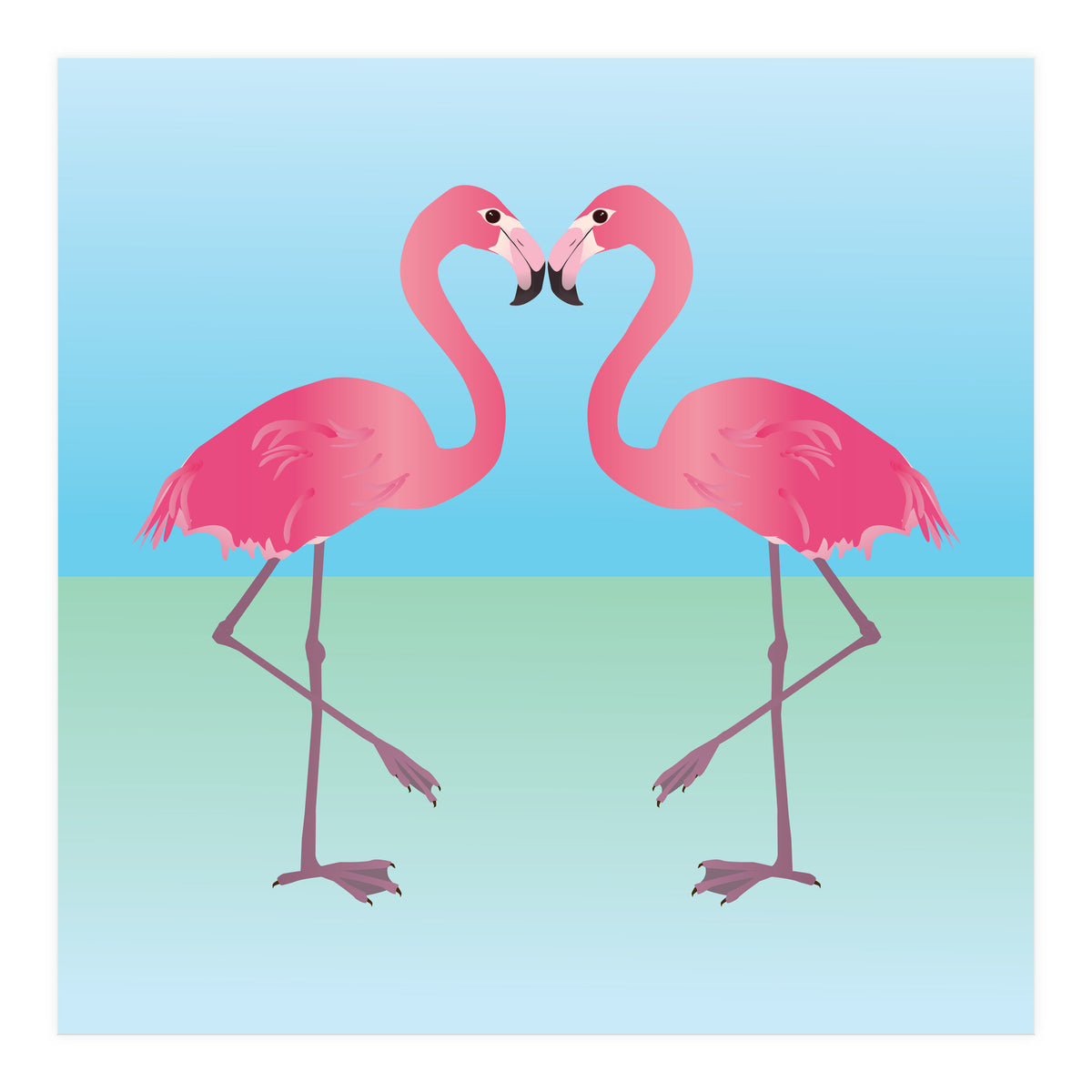 Two Pink flamingo's (Print Only)