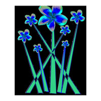 Blue flowers on black. (Print Only)