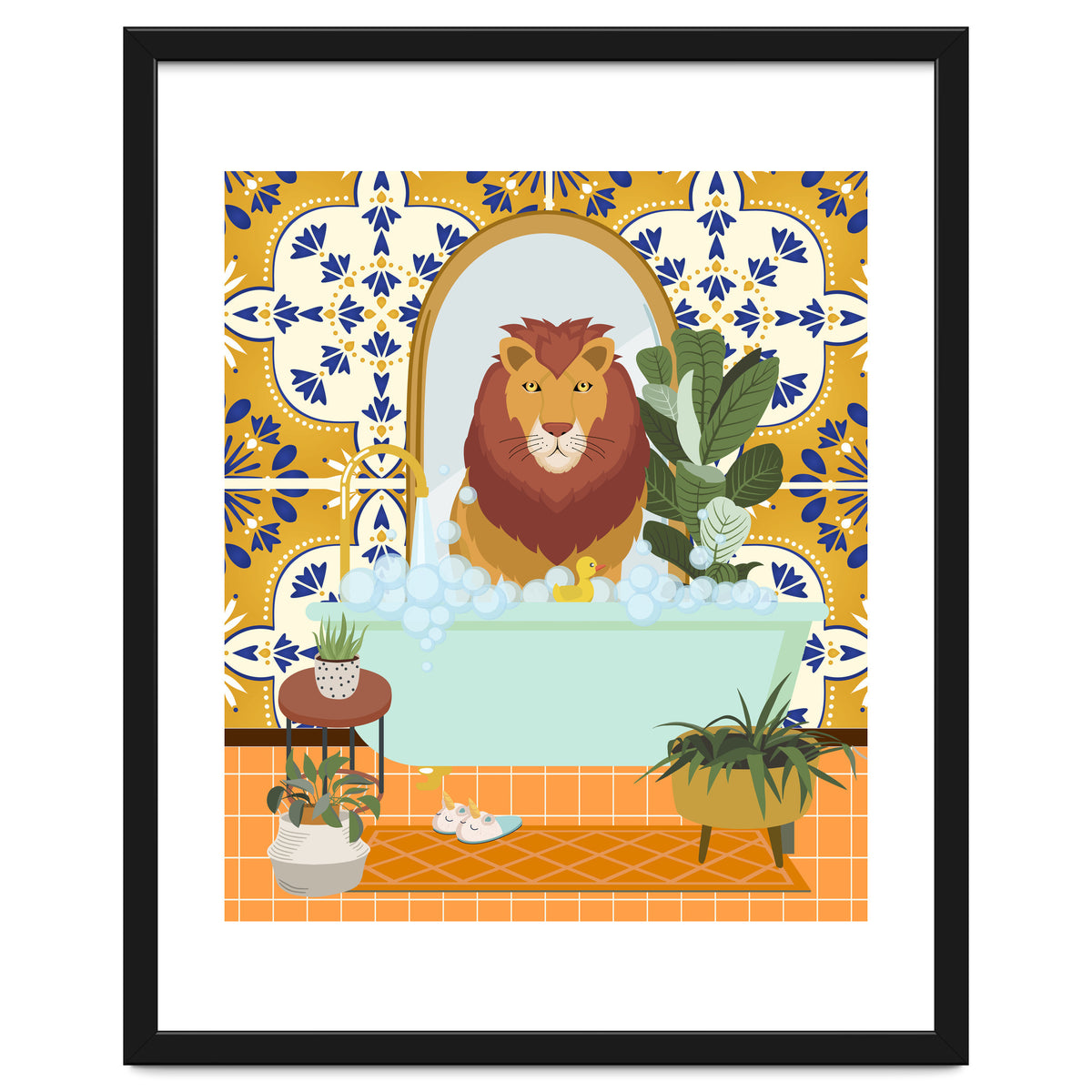 Lion Bathing in Moroccan Style Bathroom
