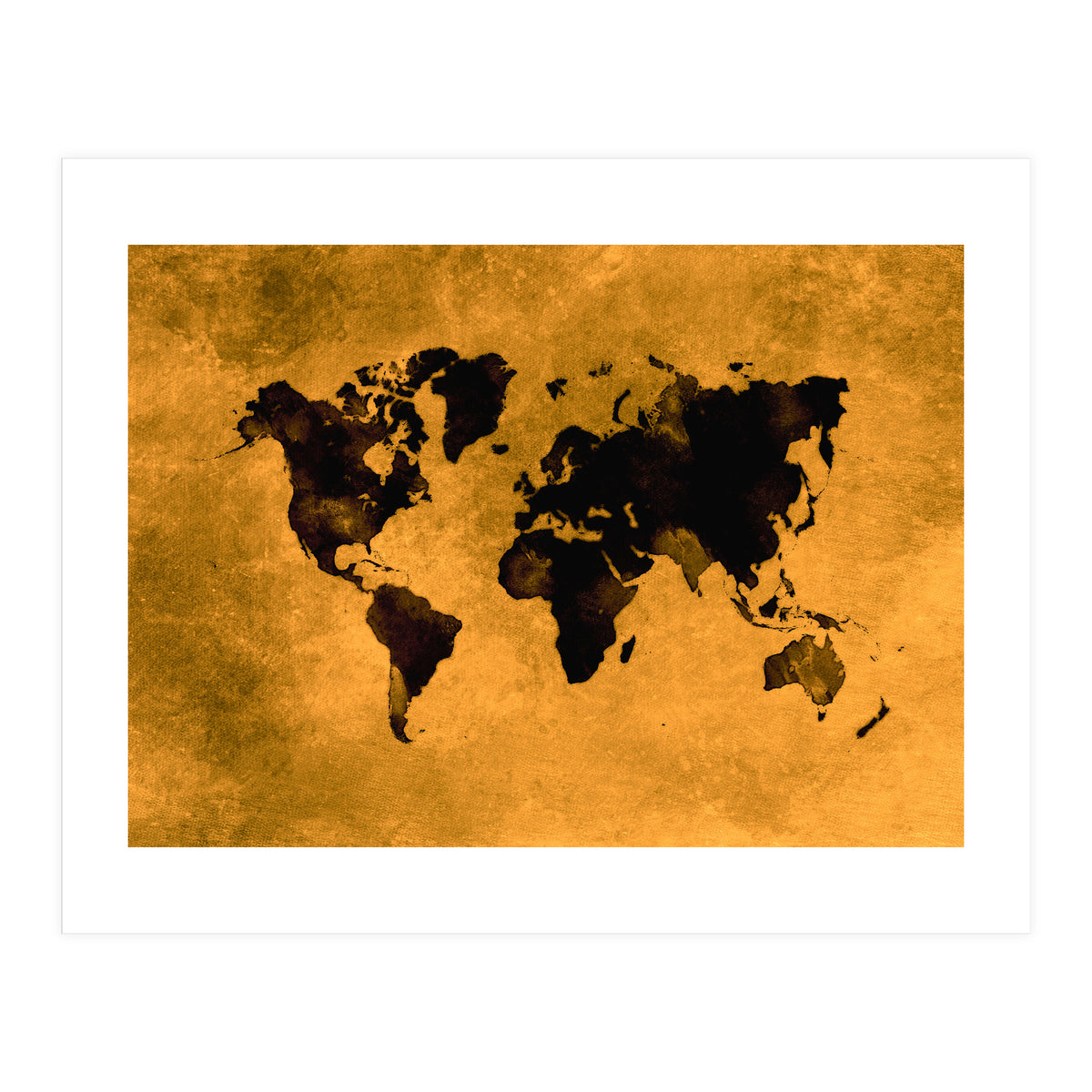 World Map black and yellow digital art (Print Only)