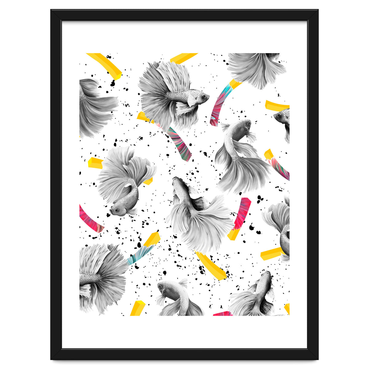 Fish & Chips, Eclectic Quirky Vintage British, French Fries Food Boho Illustration Graphic