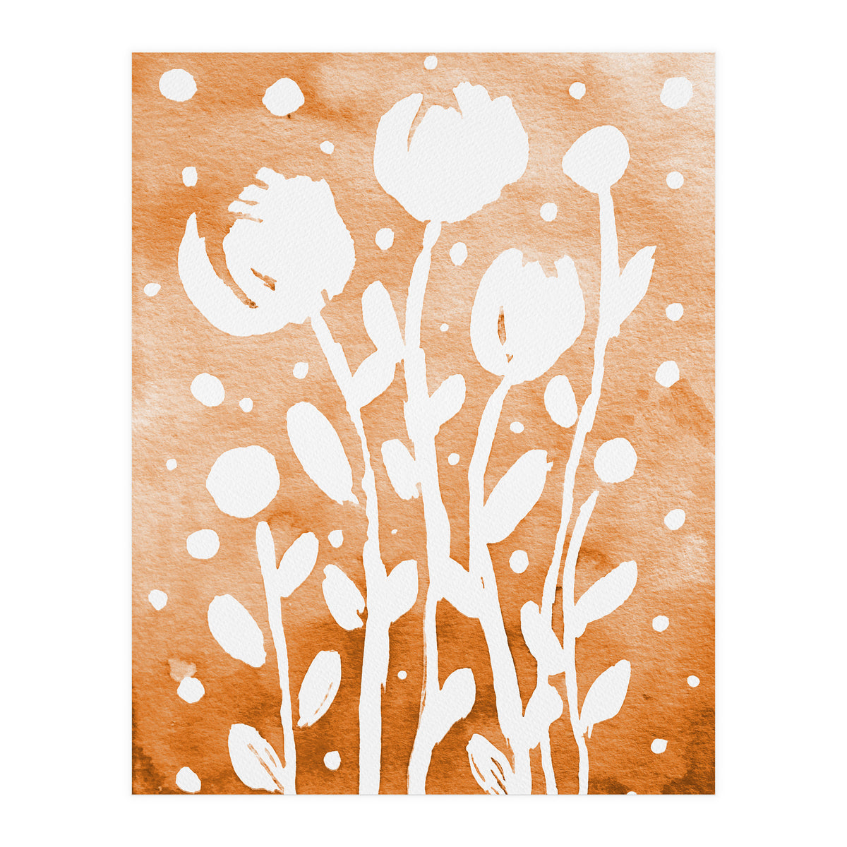 Abstract Flowers Orange (Print Only)