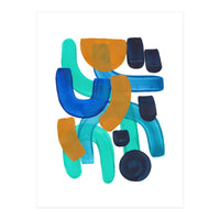 Fun Colorful Blue Turquoise Shape Yellow Accent (Print Only)