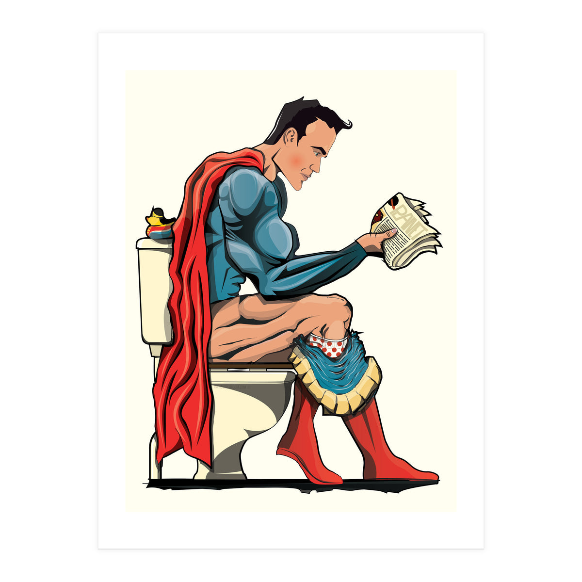 Superman on the Toilet, funny bathroom humour (Print Only)