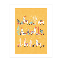 Happy Llama With Cactus In A Pot (Print Only)