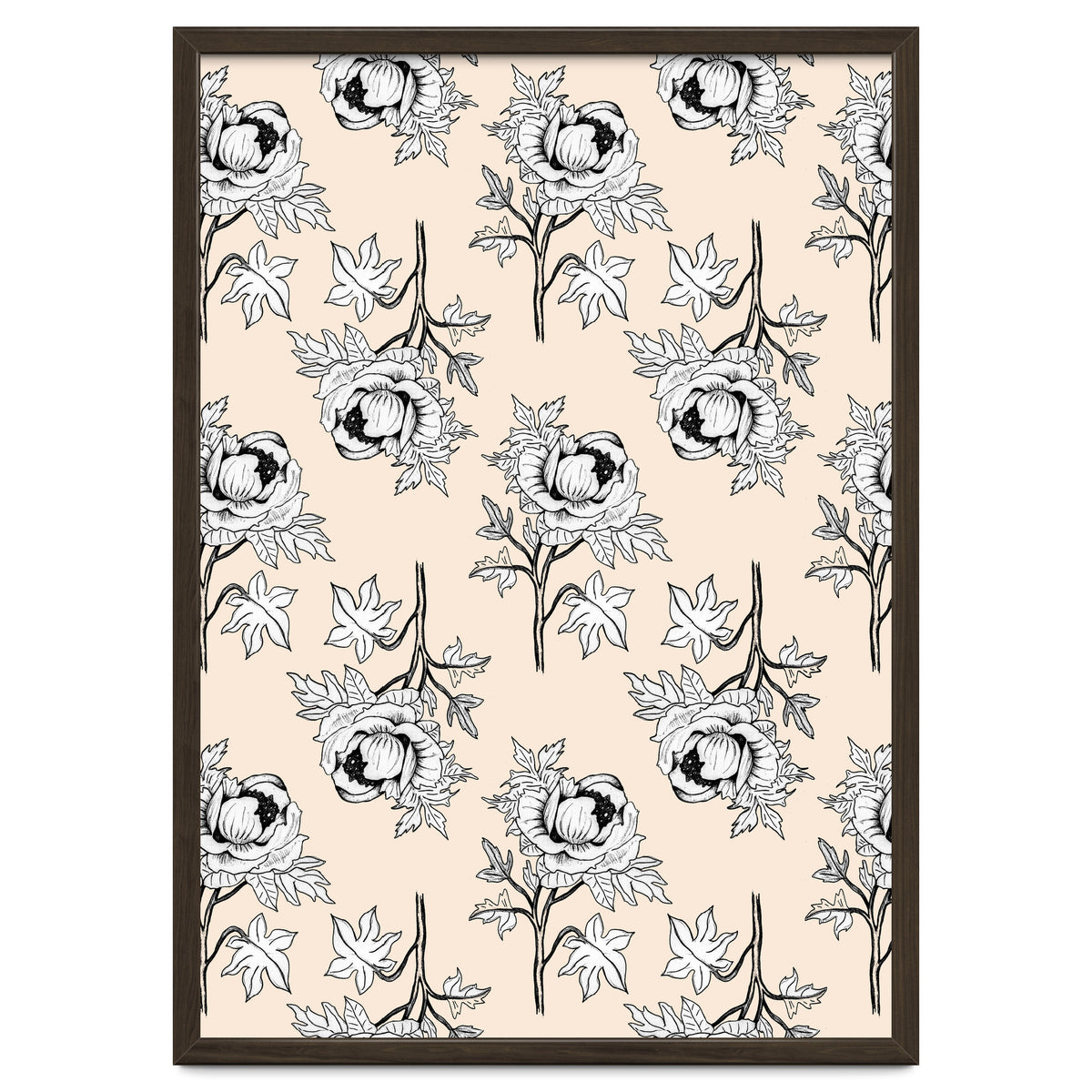 Drawing pattern of roses to pencil on beige