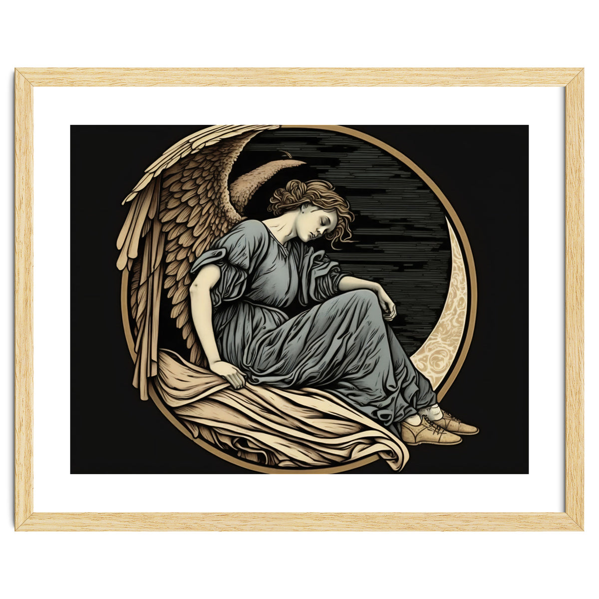 Angel On The Moon Art Nouveau