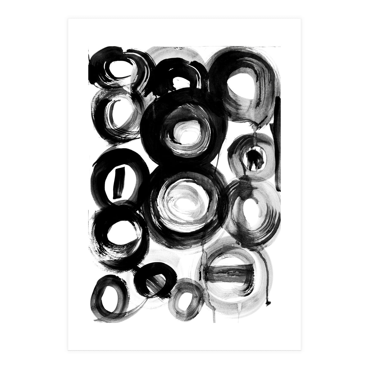 Black and White Ink Circles (Print Only)