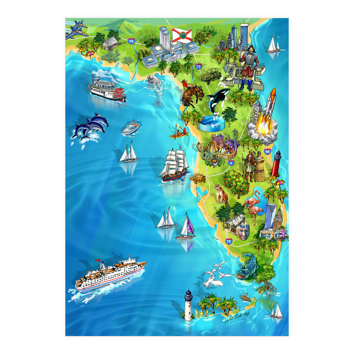 Florida Illustrated Map (Print Only)