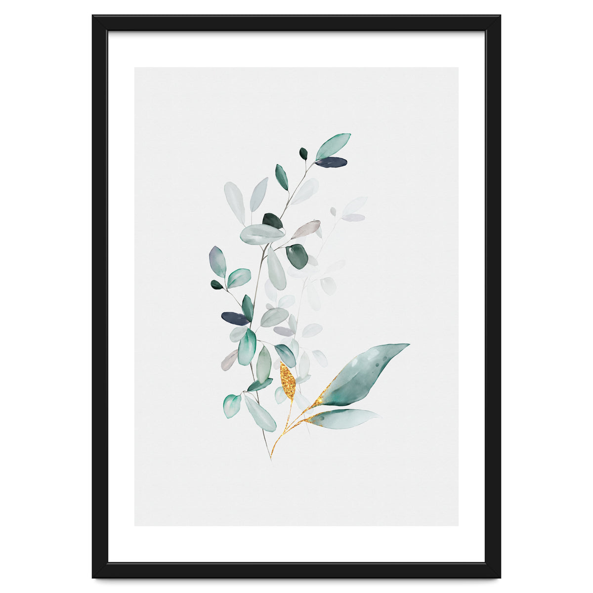 Modern Botanical Gold & Sage Study 01