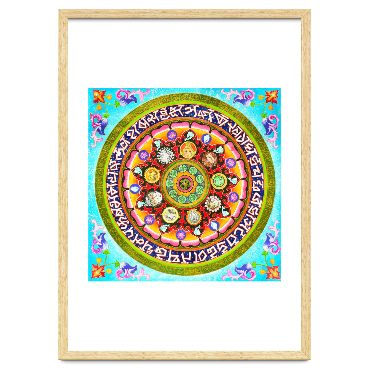 Chakra Mandala, Ayurveda Yoga Aum, Eclectic Colorful Bohemian Sun Sign Moon Sign Zodiac Astrology