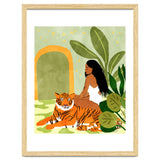 Just You & Me | Tiger Urban Jungle Friendship | Wild Cat Bohemian Black Woman with Pet thumbnail