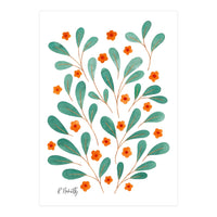 Springtime Floral | Orange and Green (Print Only)