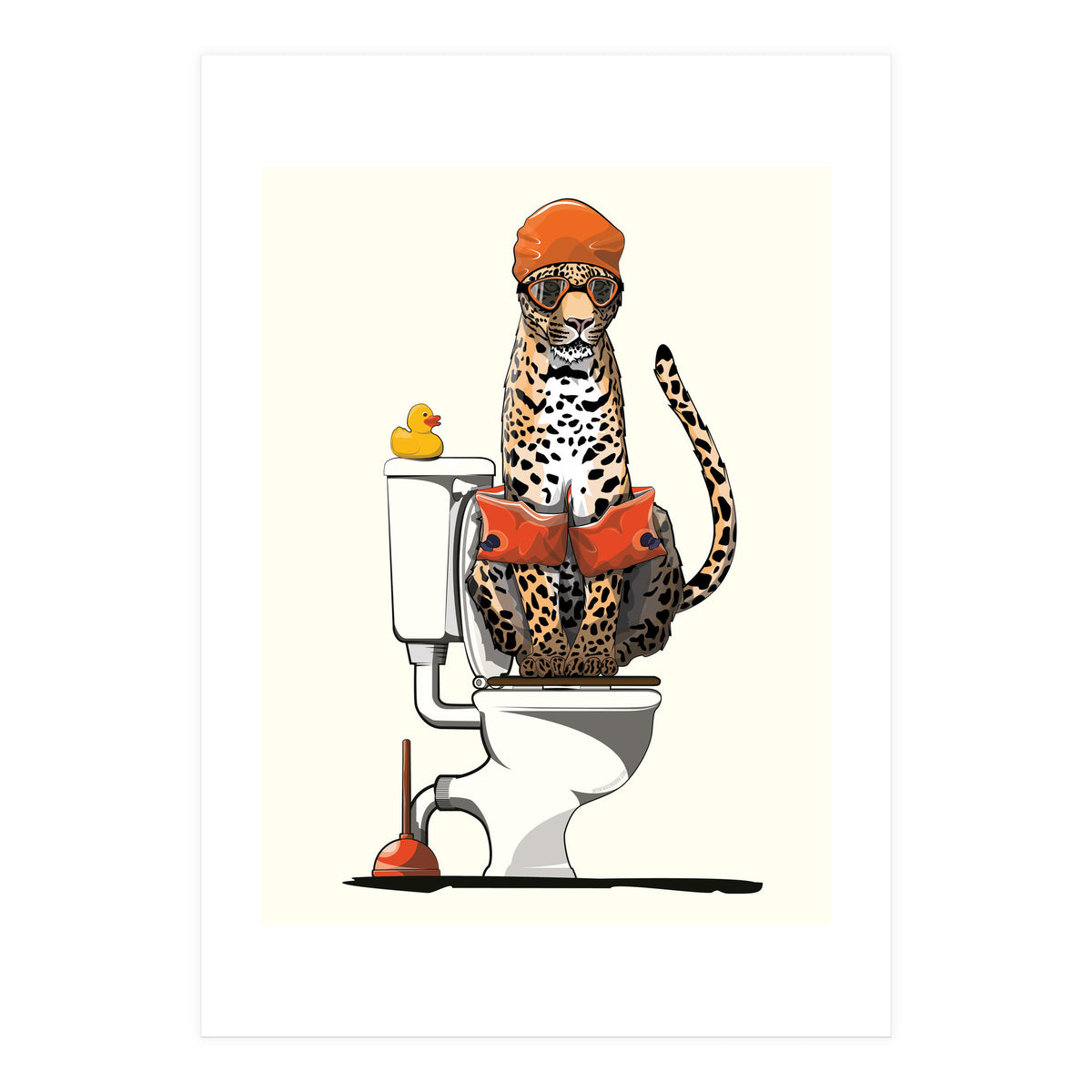 Leopard on the Toilet, Funny Bathroom Humour (Print Only)
