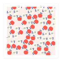 Cute Red Apples Pattern on Pink Background (Print Only)