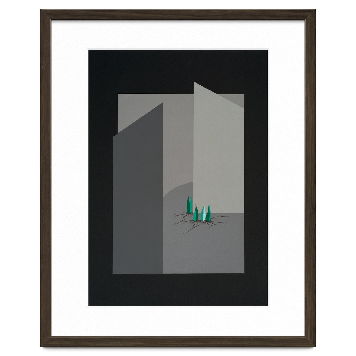 Small sprouts in concrete landscape.