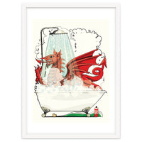 Welsh Dragon in the Bath, Funny Bathroom Humour, Wales, Britain, United Kingdom