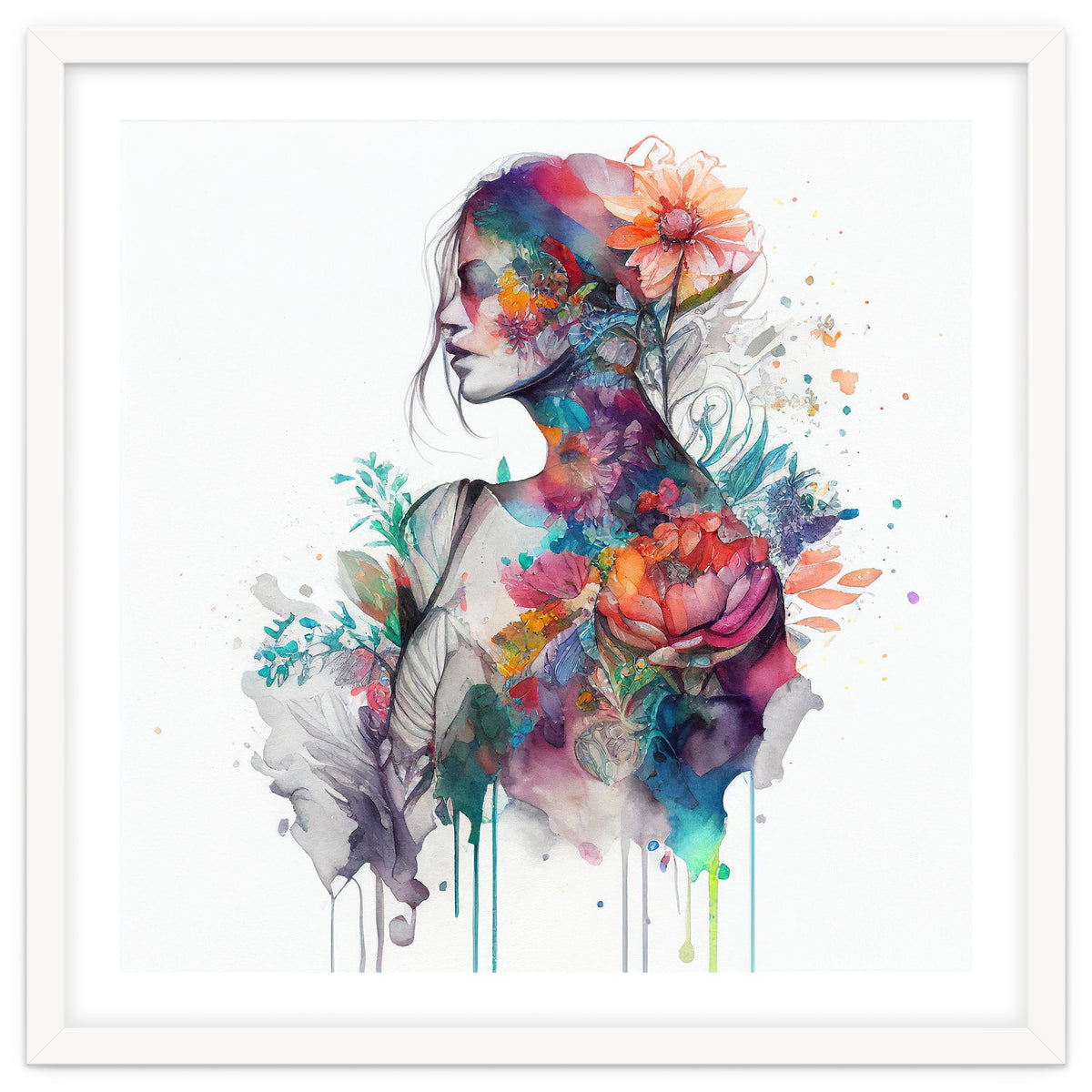 Watercolor Tropical Woman #9