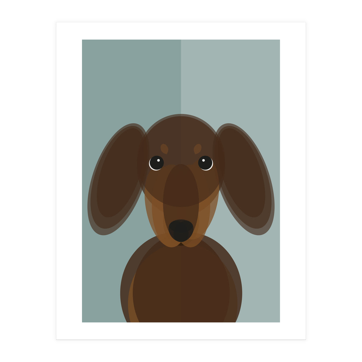 Mid Century Geometric Dachshund Dog (Print Only)