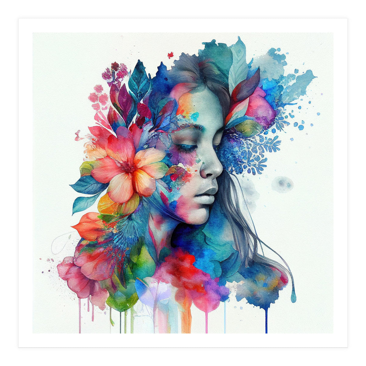 Watercolor Tropical Woman #10 (Print Only)