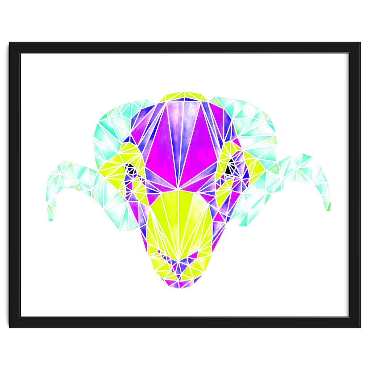 Colourful Geometric Swaledale Sheep Tup with White Lines