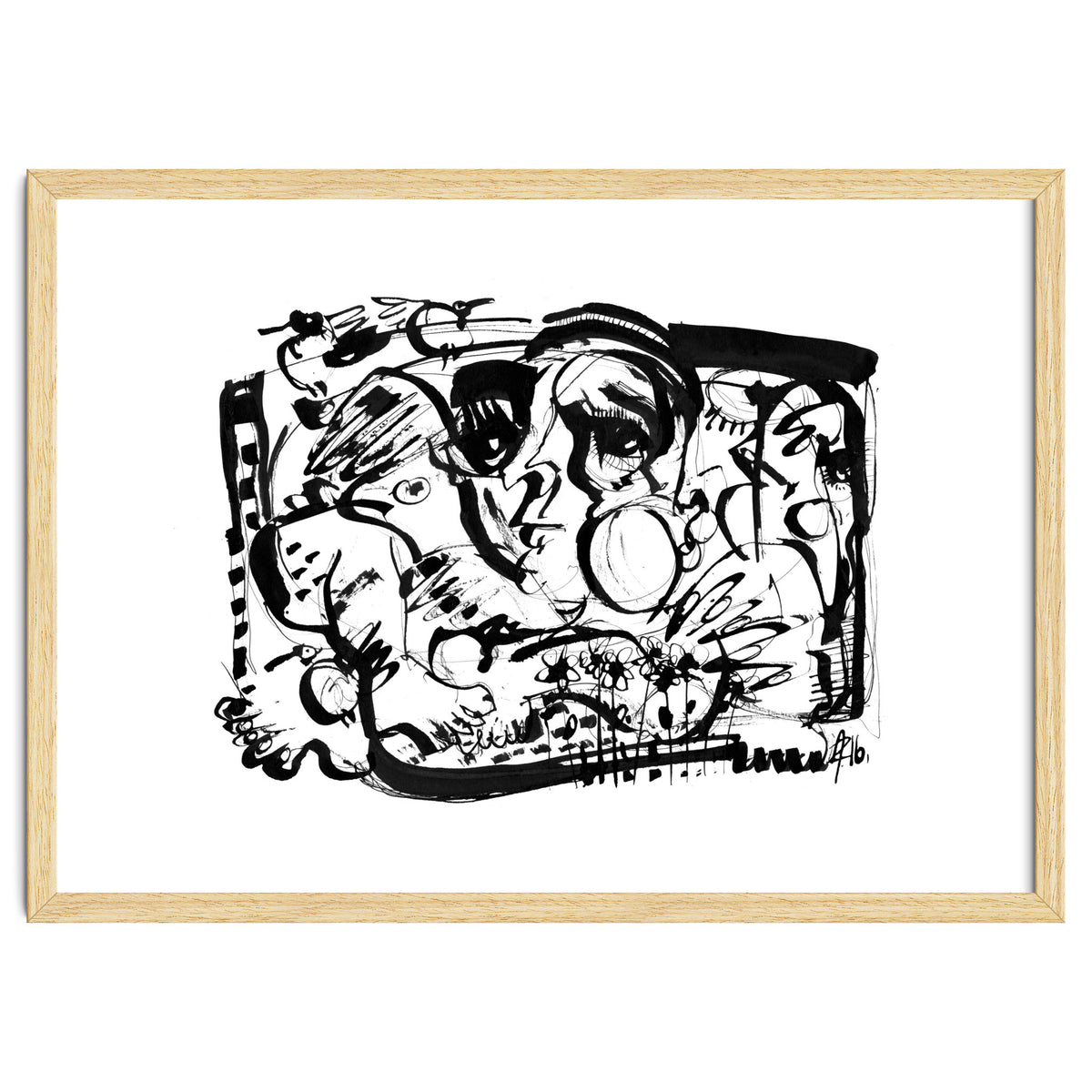 Birds and Flowers - b&w