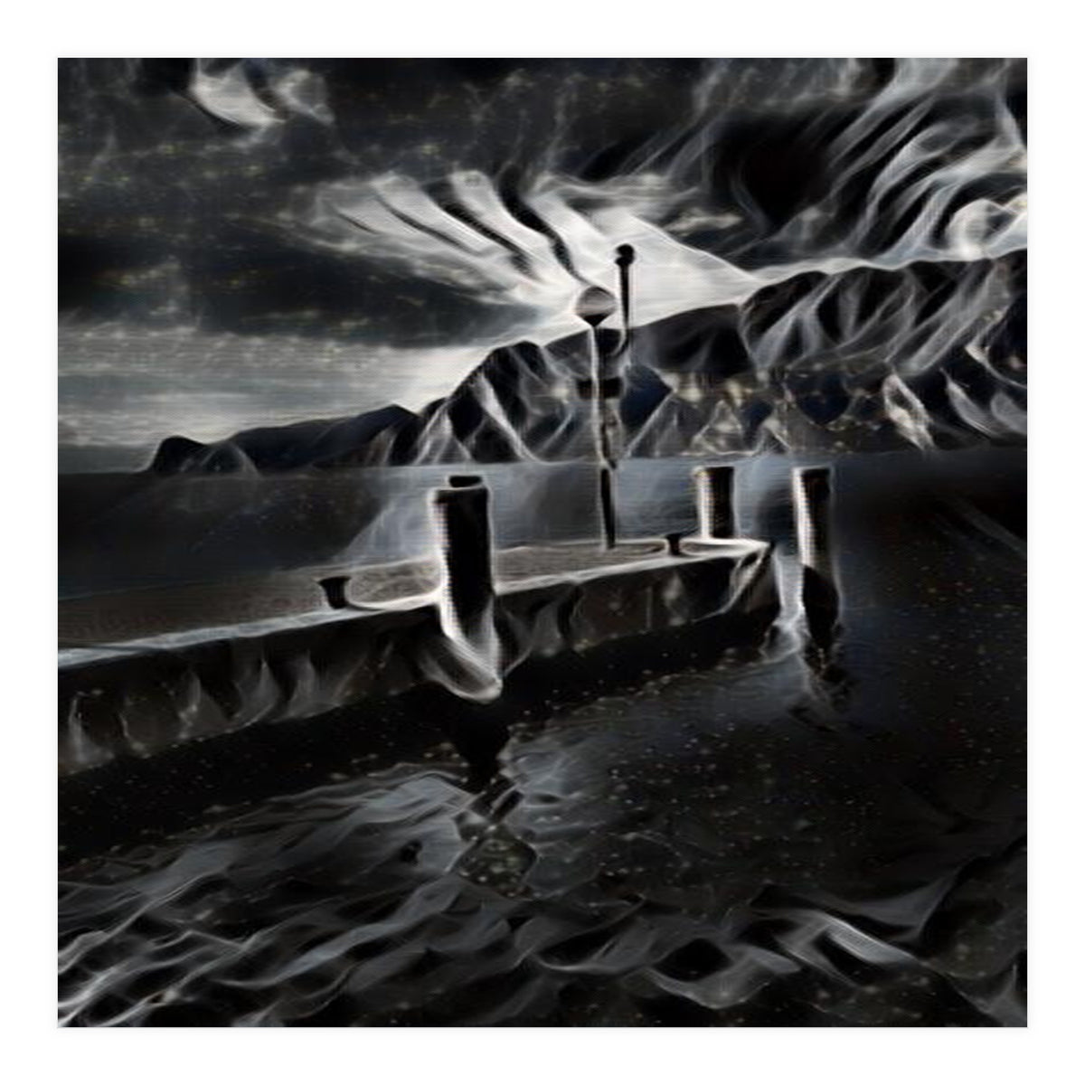 Pier at a smokey night. (Print Only)