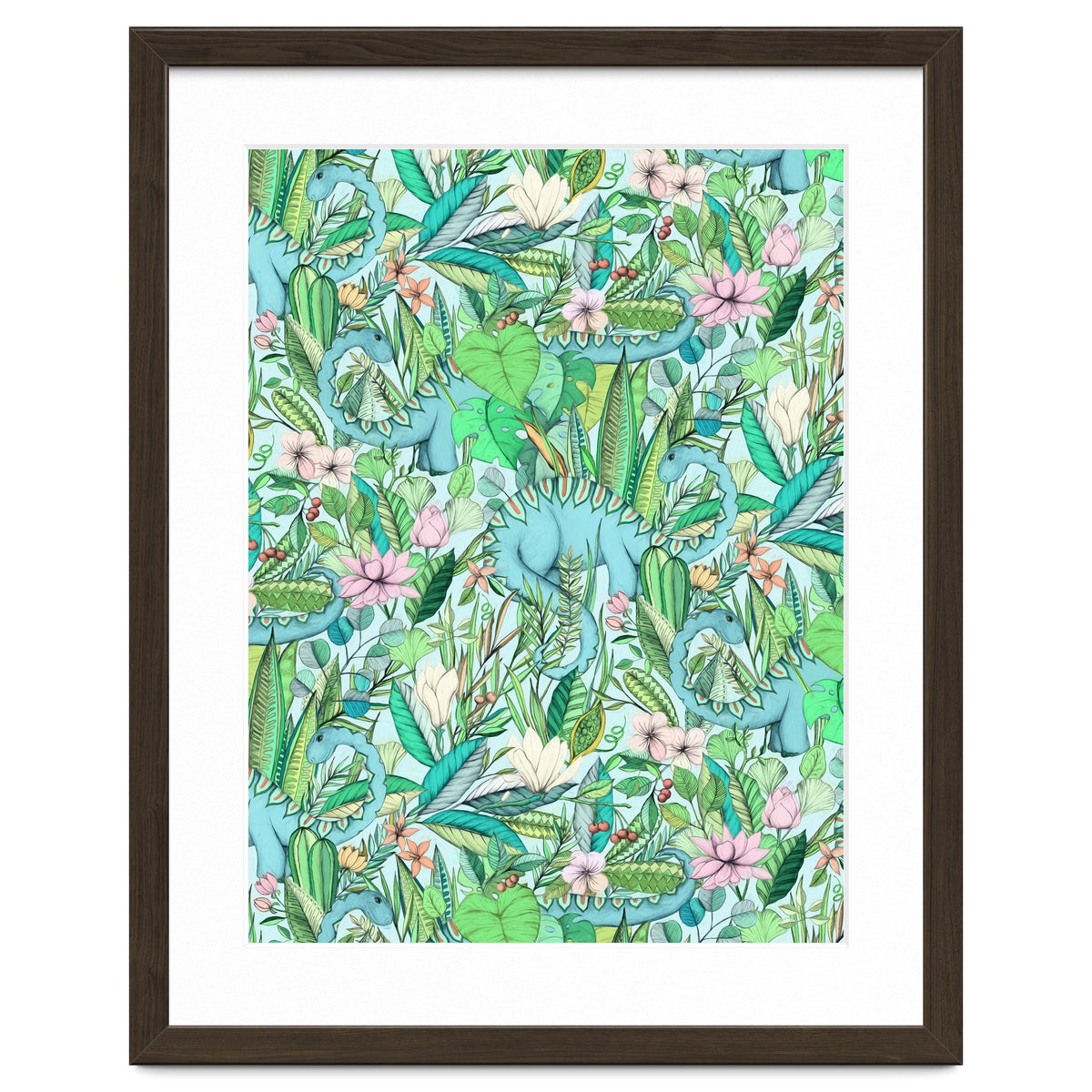 Improbable Botanical with Dinosaurs - soft pastels