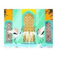 Moroccan Courtyard | Heron Animal Wildlife & Ethnic Vintage Architecture | Royal Fountain Palace (Print Only)