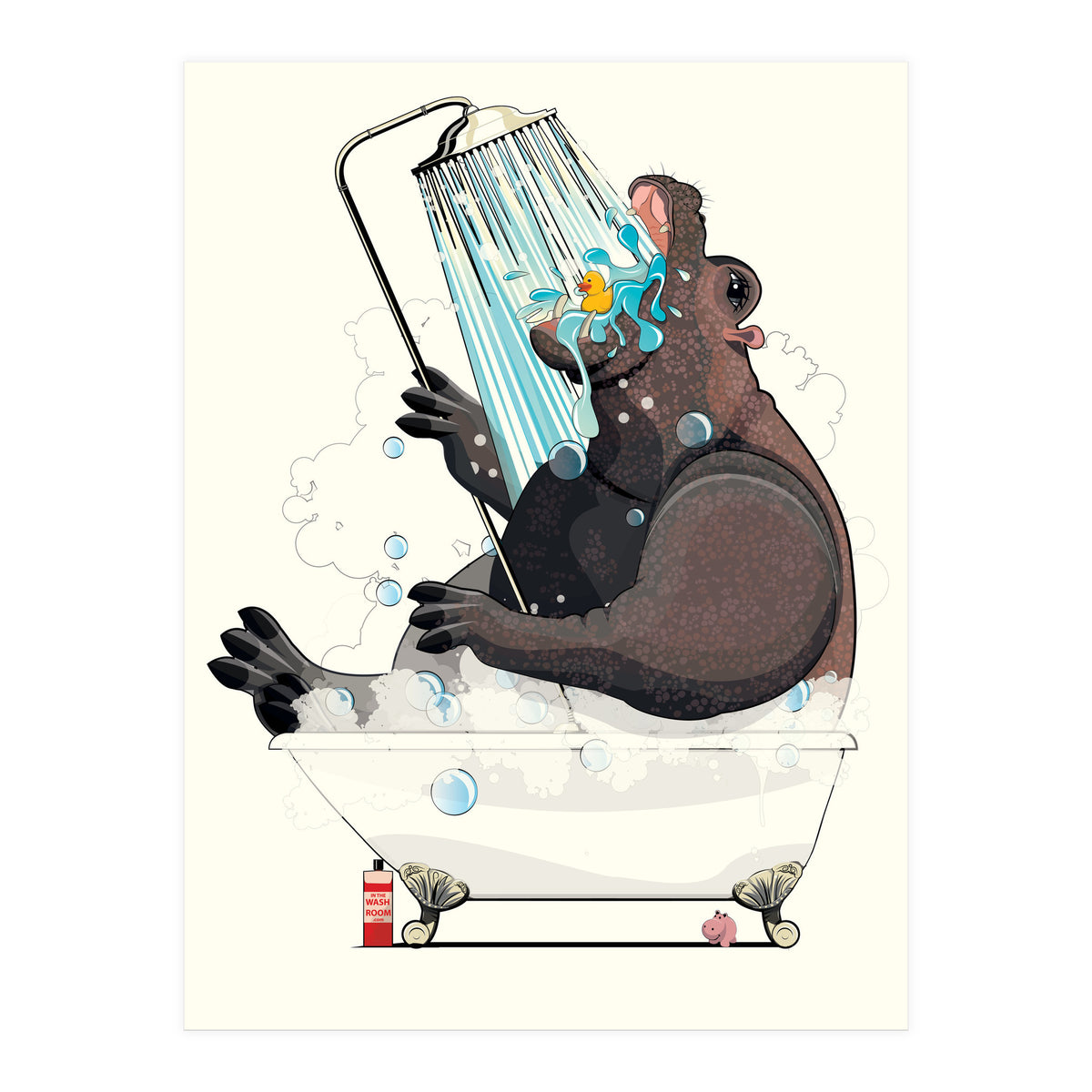 Hippopotamus in the Bath, Funny Bathroom Humour (Print Only)