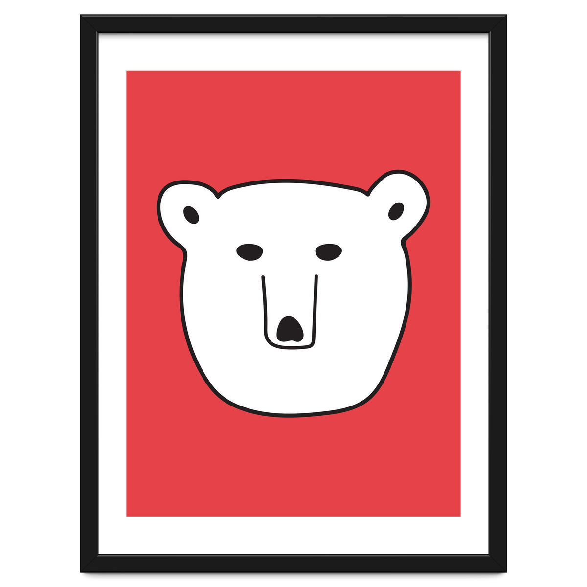 Polar Bear Portrait On a Red Background
