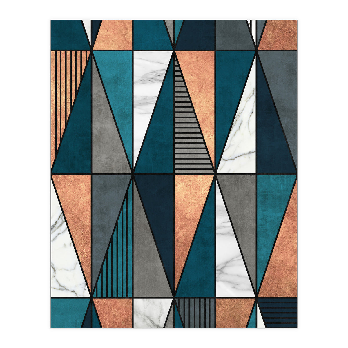 Copper, Marble and Concrete Triangles with Blue (Print Only)