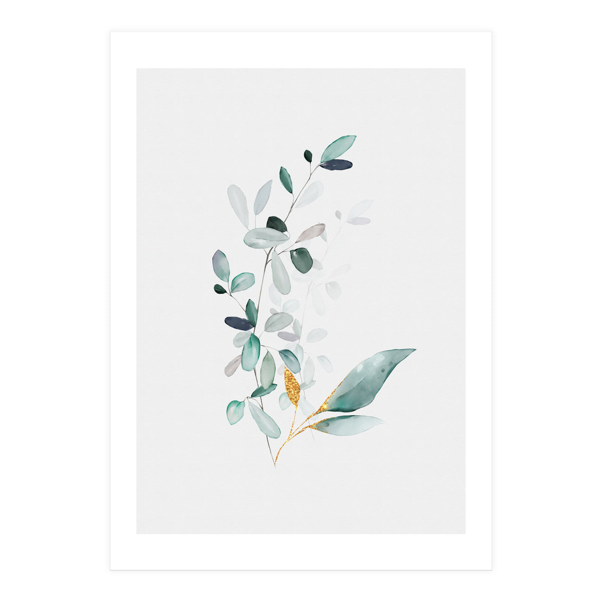 Modern Botanical Gold & Sage Study 01 (Print Only)