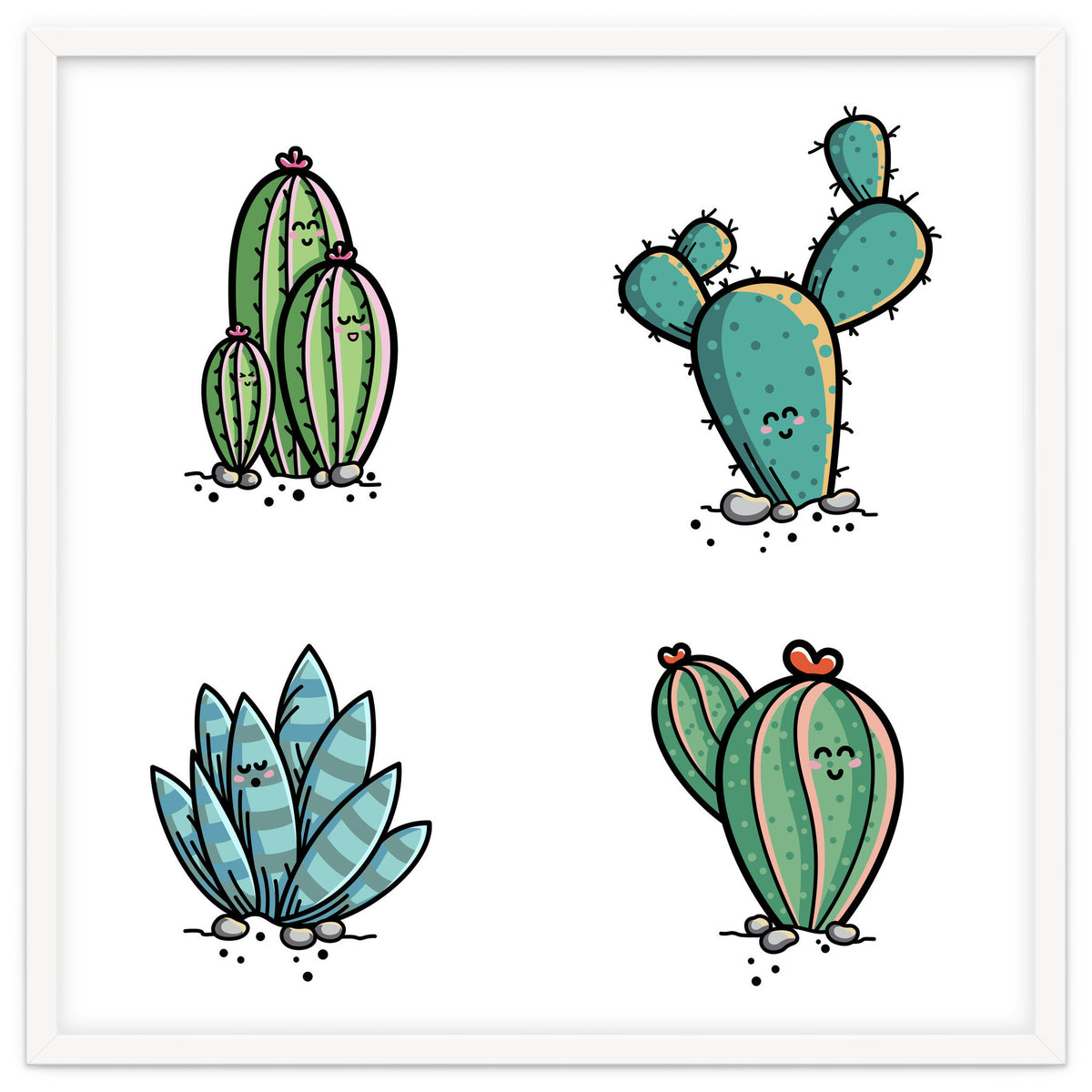 Kawaii Cute Cacti Desert Plants