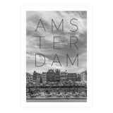 AMSTERDAM Singel Canal with Flower Market | Text & Skyline (Print Only) thumbnail