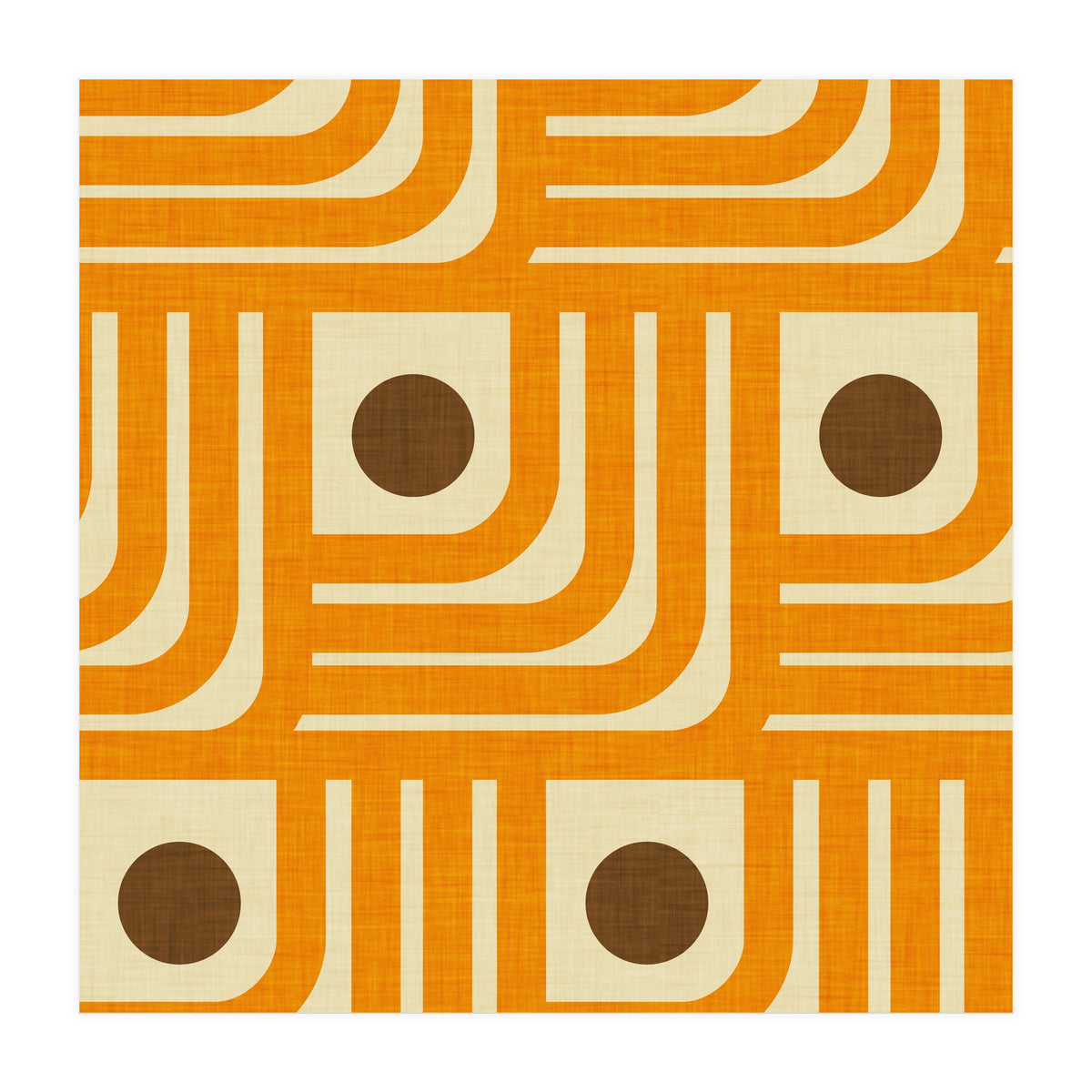 70s Curve Lines Orange Brown  (Print Only)
