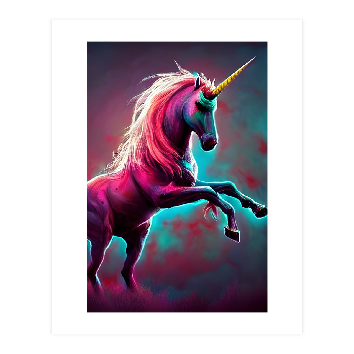 Dark Rainbow Gothic Unicorn AI created digital art (Print Only)