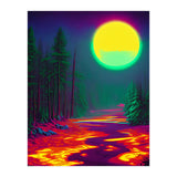 Neon Moon, Color Pop Art Glow Forest, Nature Landscape Adventure, Travel Mystery Eclectic, Contemporary Digital Painting (Print Only) thumbnail