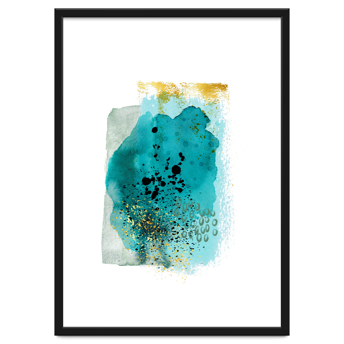Abstract watercolour turquoise and gold