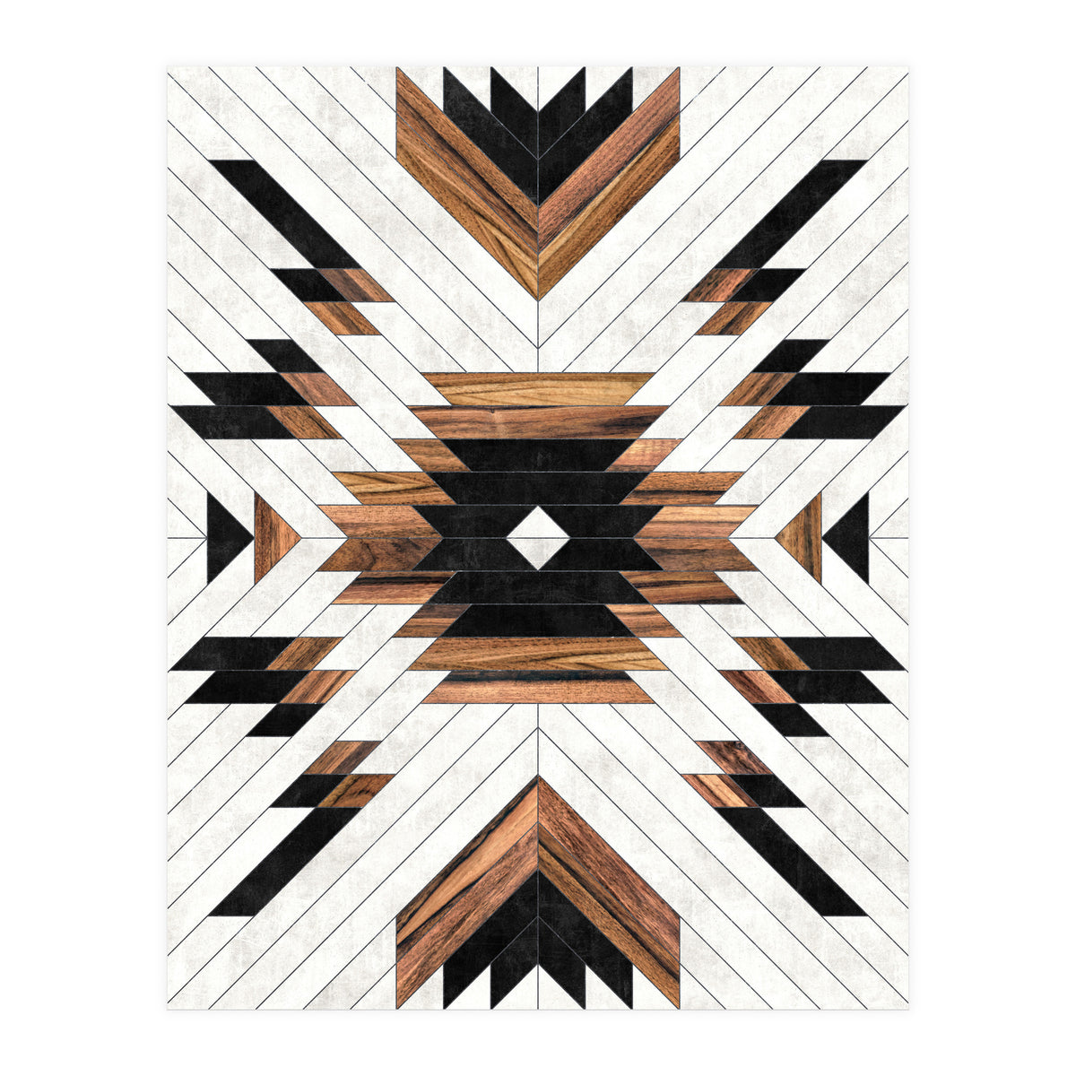 Urban Tribal Pattern No.5 - Aztec - Concrete and Wood (Print Only)